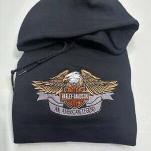 Harley Davidson HOODIE Embroidered Adult Unisex Sweatshirt Eagle Biker